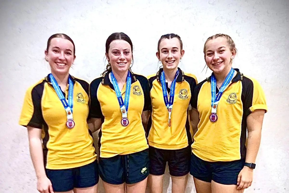 BRONZE: Canowindra High\\'s Elsey Watson, Lillian Harrison, Scout Stacey and Emily Thomas with their bronze medals from the NSW CHS Champs. Photo supplied.