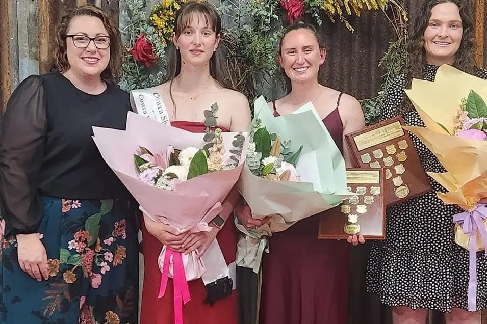 BEST IN SHOW: Winners Dakota Hindmarsh, Steph Bacon and Steph Dresser pictured with Show President Trish Gundersen. Photo supplied.