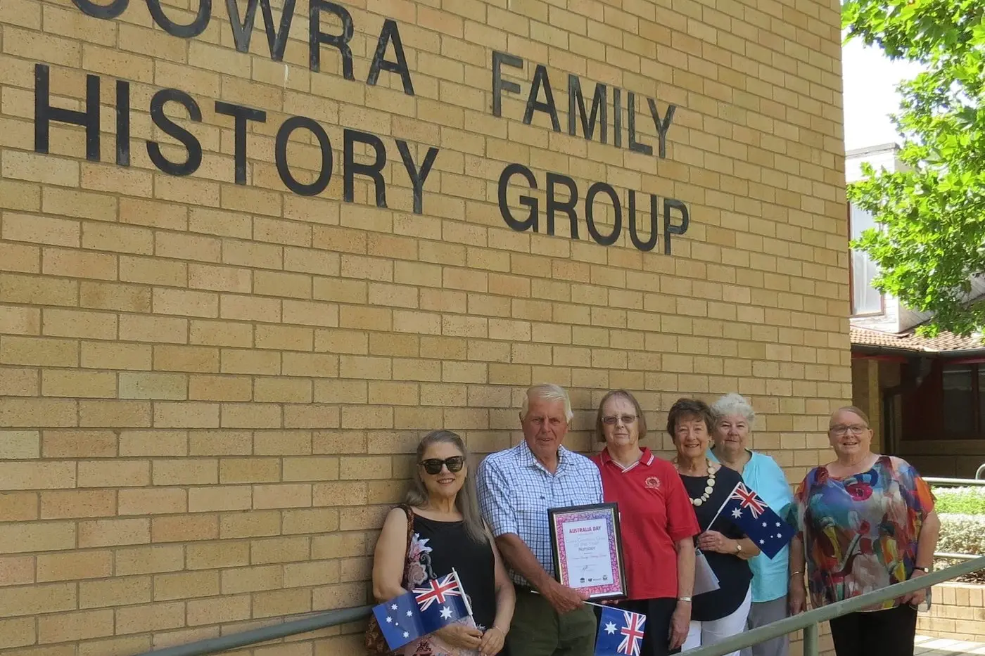 Cowra Family History Group members pictured with their 2020 Australia Day certificate as a Cowra Community Group of the Year Nominee. Image supplied