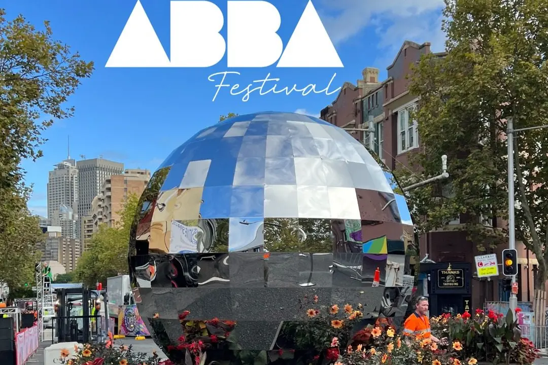 Created by Joel Adler Studio, this kinetic artwork of a big disco ball is designed to be played with and danced next to, and will be making an appearance at the Trundle ABBA Festival.