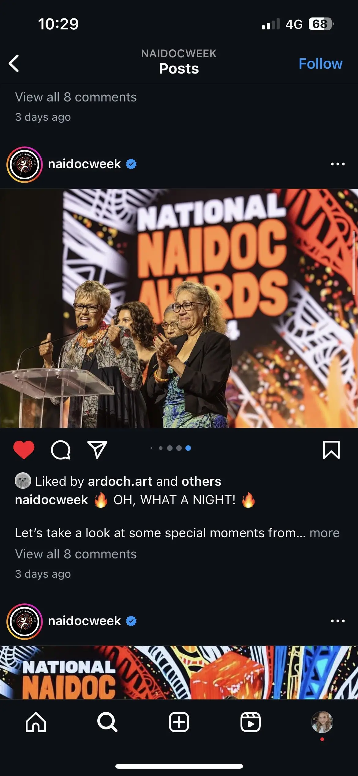 Aunty Millie Ingram receiving her NAIDOC award. Photo NAIDOC.