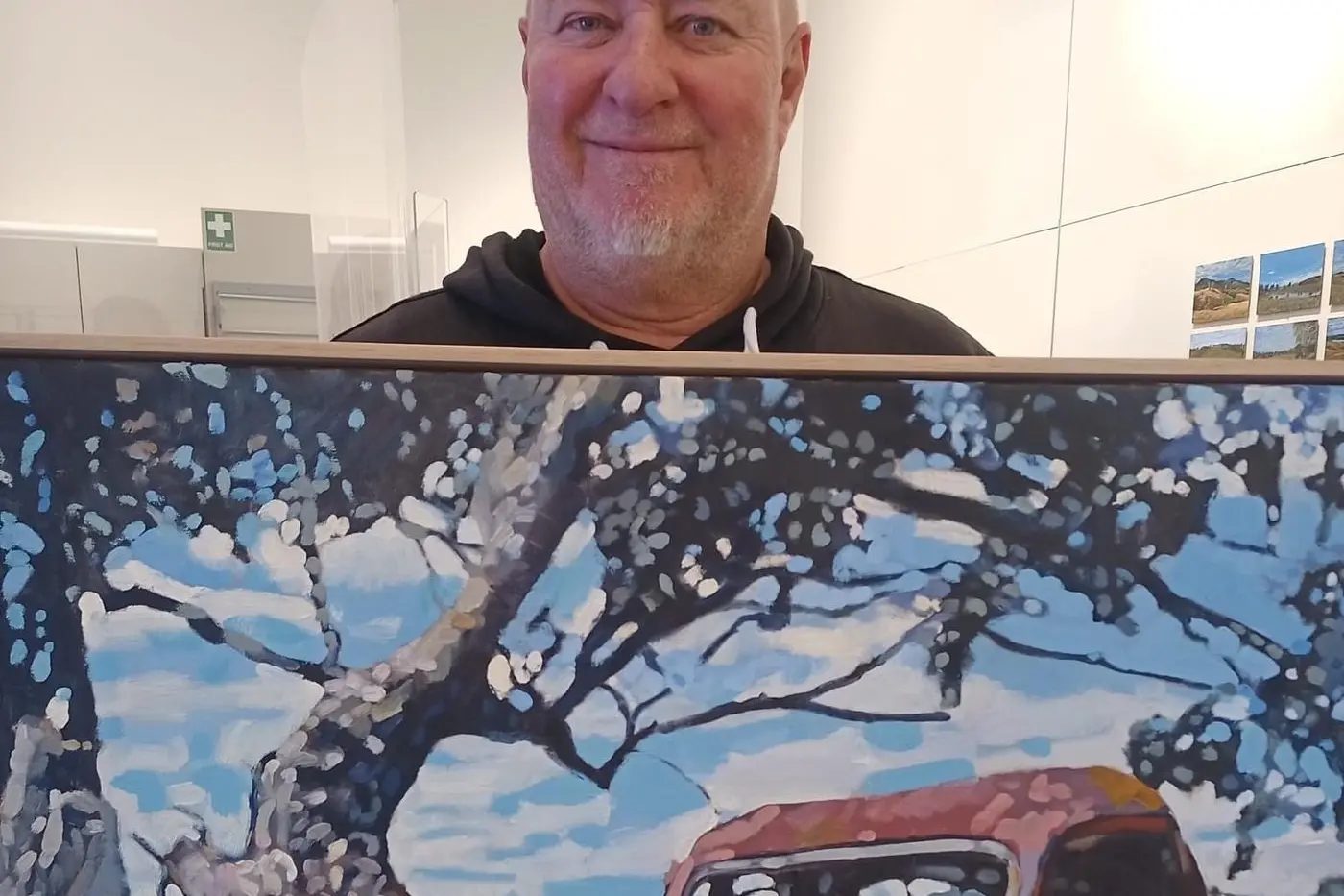 FINALIST: Calleen Art Award 2024 Finalist Canowindra artist David Isbester delivering his painting \\'Work, Rust and Play\\' 2024. Photo supplied.