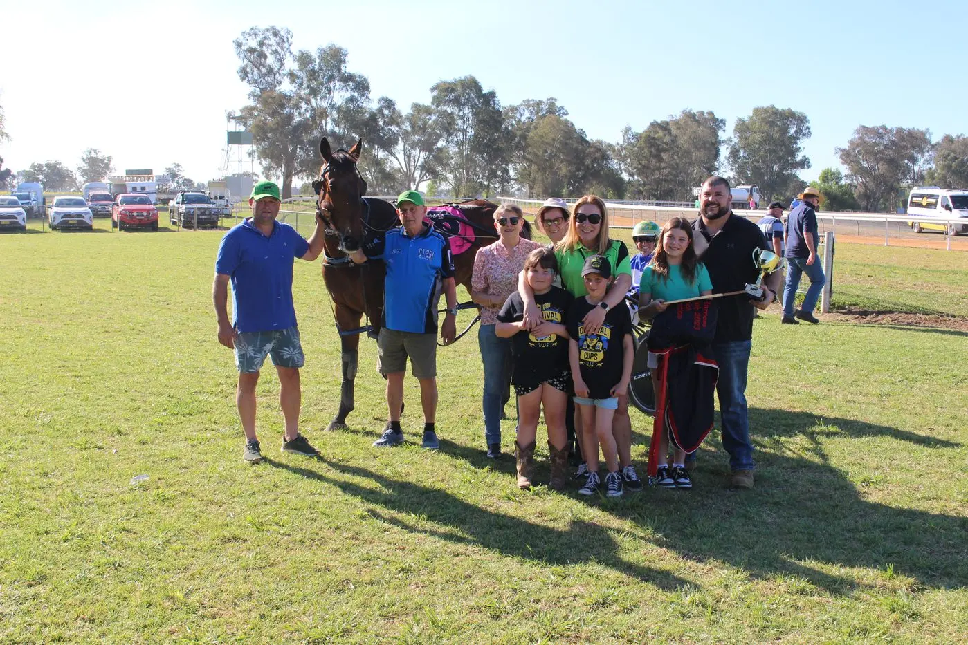 Peter Tanti and his family and Blake Micallef celebrated the win of Blue Suede Rocka in the Tritech Refrigeration Cup.