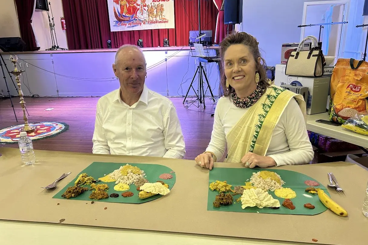 St Raph\\u2019s staff, Mrs Raelene Beecher and Mr Gerard McGill at Cowra\\u2019s recent Kerala Onam celebrations.