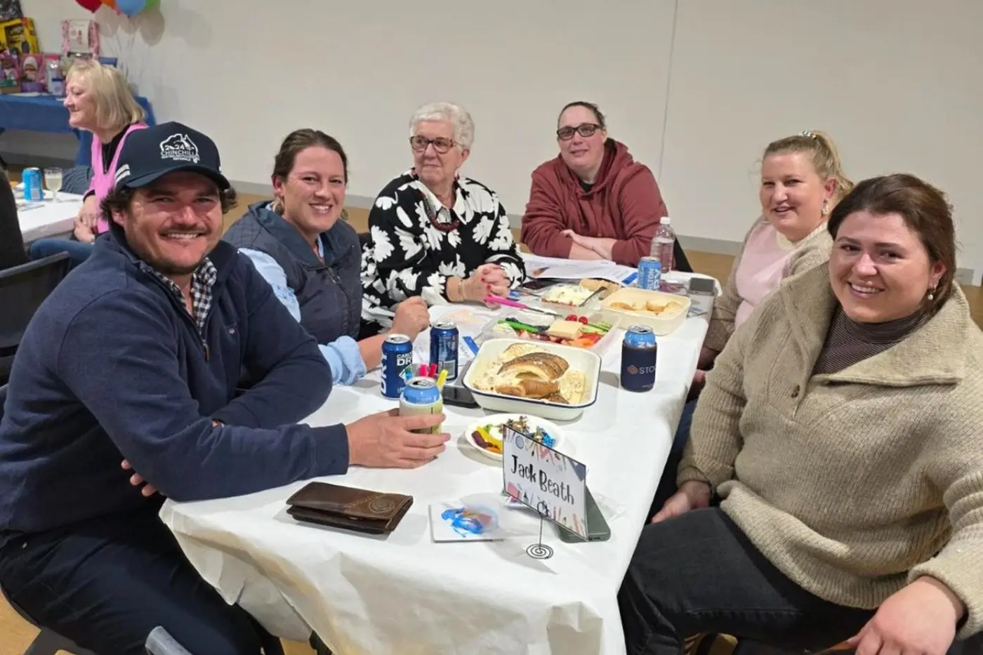 Auctioneer Jack Beath with Emily Beath, Janet Moxey, Kaye Williams, Erin Brown and Laura Harris supporting the trivia night for Eugowra Community Children\\'s Centre. PHOTOS: ECCC