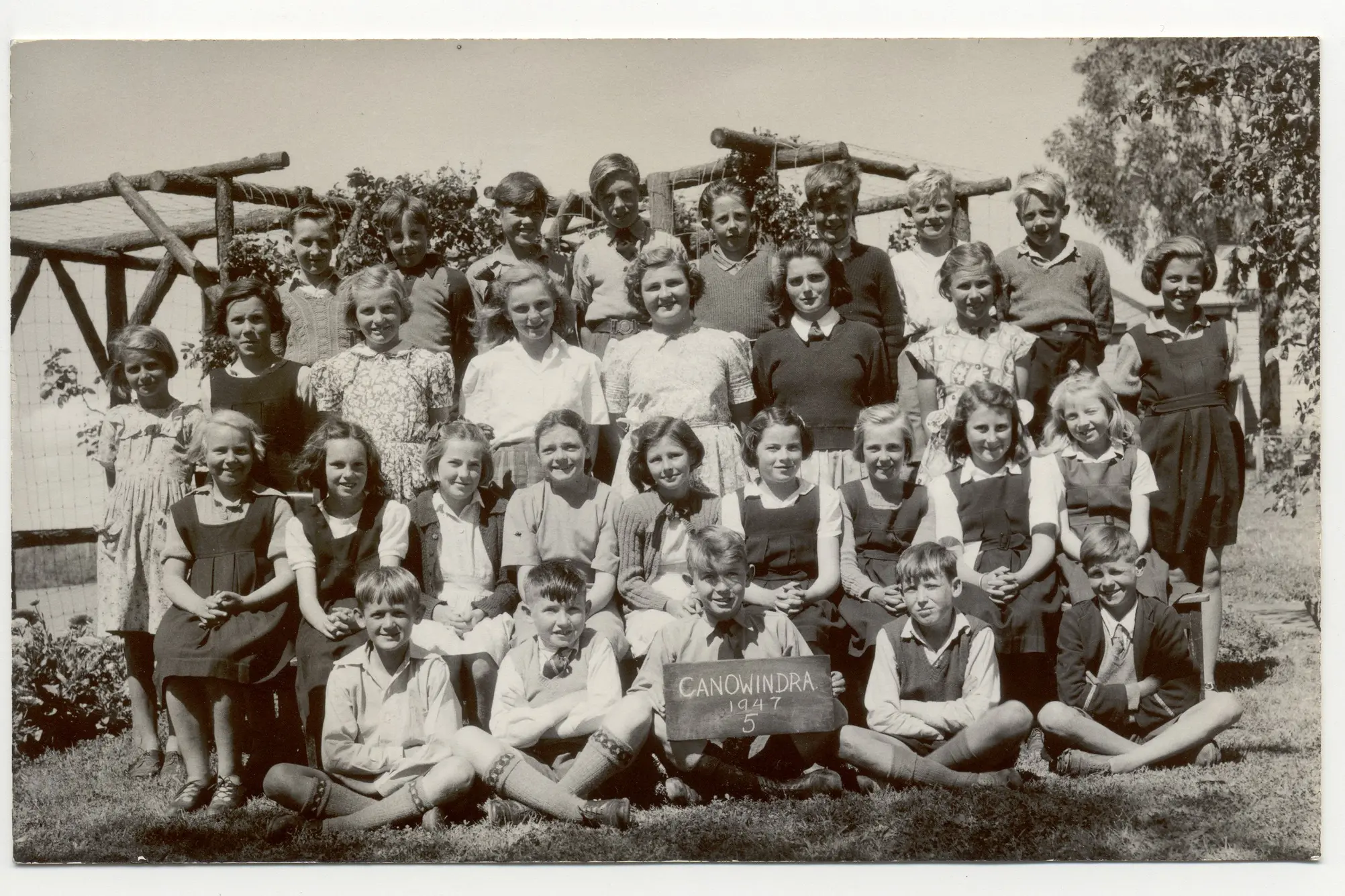 <p>Canowindra District Rural School 5th Year in 1947. PHOTO: the Government Authorised School Photographer, S.J. Campbell of Thirroul.</p>\\n