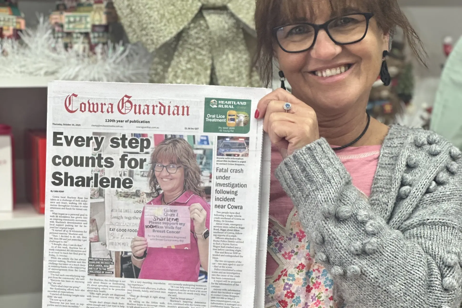 <p>Sharlene Ryan thanks the Cowra community for their unwavering support of her. PHOTO: Cara Kemp</p>\\n