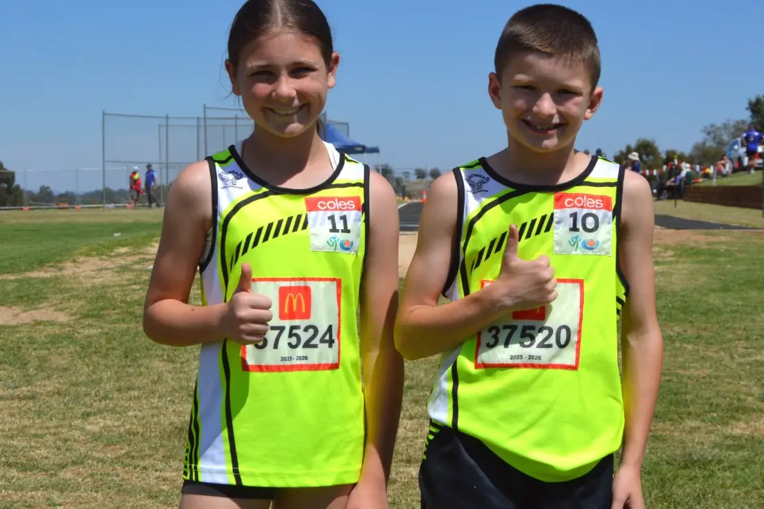 <p>Ebony Whitton and Tate Veney of Cowra Little Athletics enjoyed competing in Parkes at the first ever Region 3 Country Trials. PHOTOS: Madeline Blackstock </p>\\n