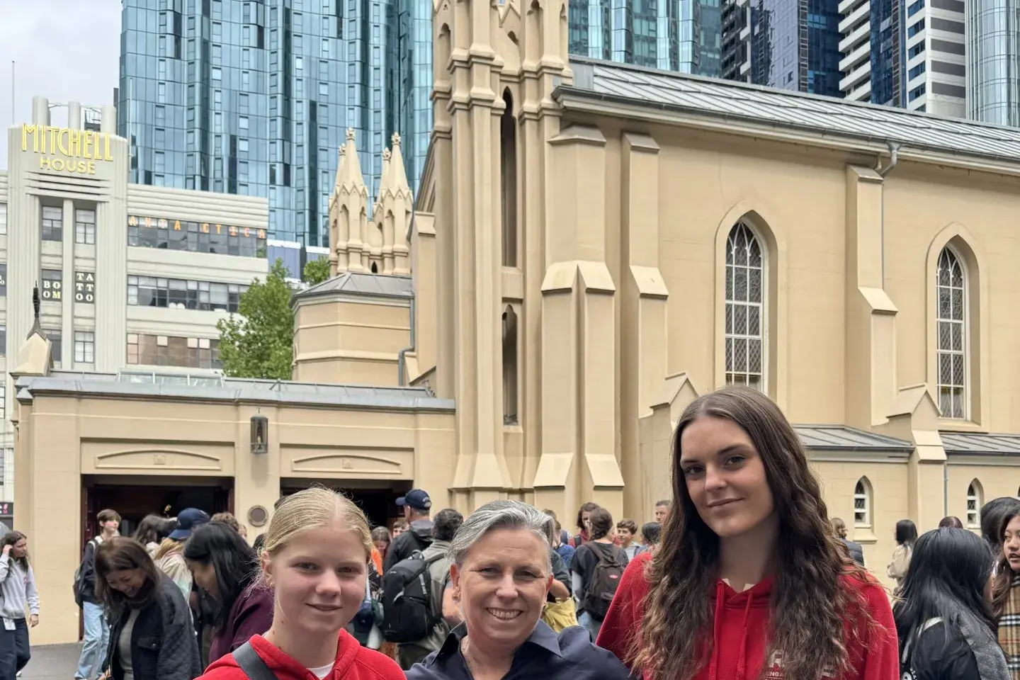 <p>St Raph\\u2019s students Laura and Sophie with Mrs Nicole Twohill-Scott, soaking up every experience at the ACYF in Melbourne last week.</p>\\n
