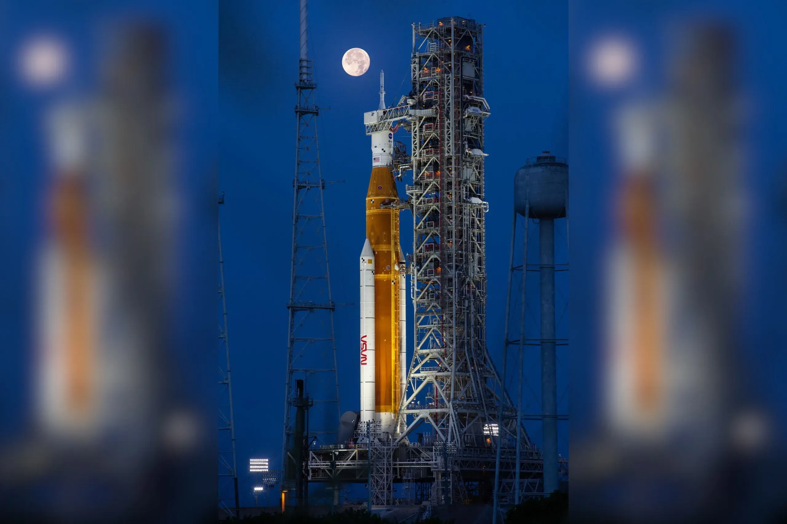 <p>Artemis 1 stands on its launch pad at NASA\\u2019s Kennedy Space Centre in Florida during a launch dress rehearsal in 2022 prior to its launch; while the moon, its destination, seems to beckon it. Artemis 2 will look identical during its launch in April, except that it will have four human astronauts on board. PHOTO: NASA/Cory Huston)</p>\\n