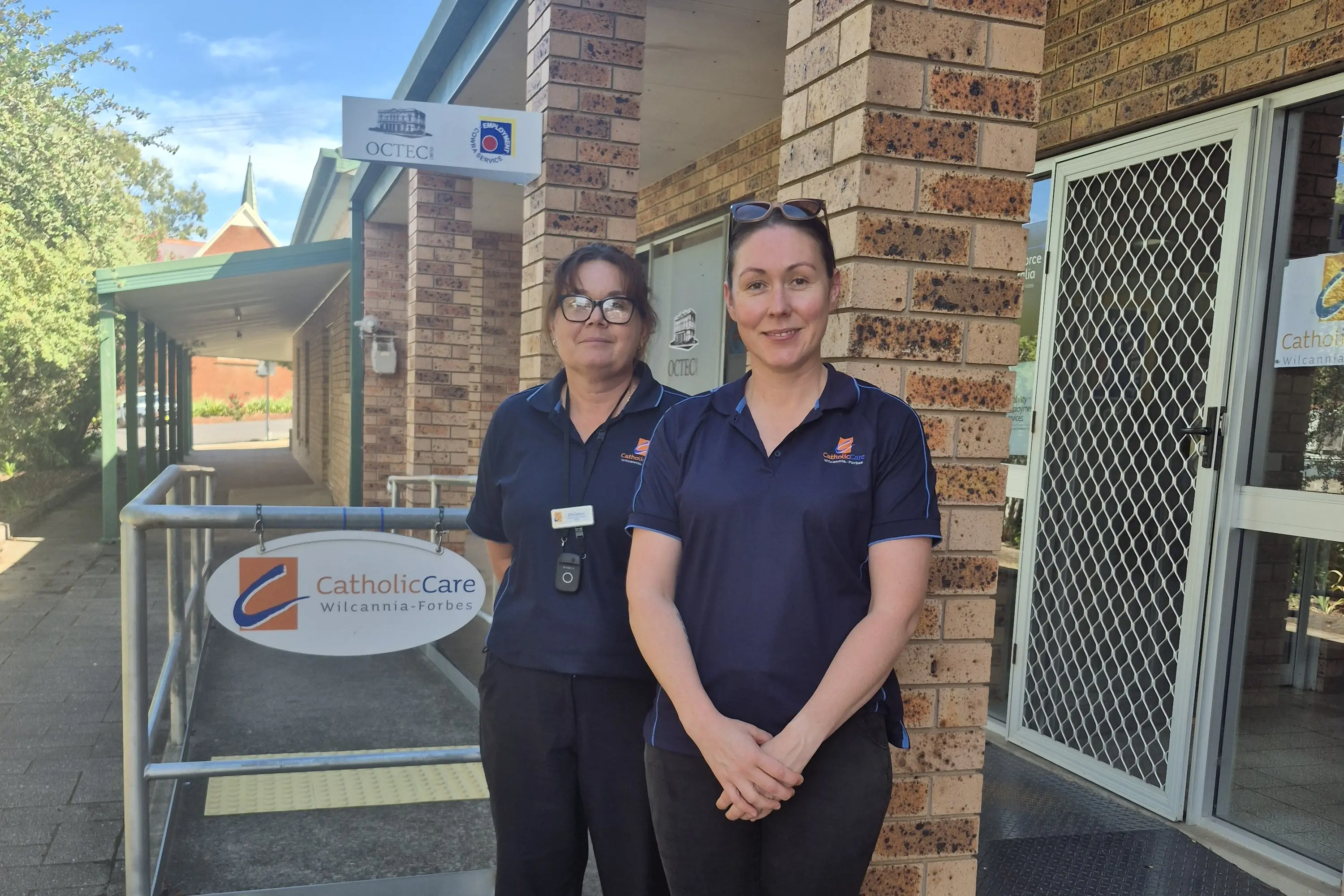 <p>CatholicCare Wilcannia-Forbes team members Christine and Adilee welcome Cowra women to come to the new SistaCare group, a supportive space to build connections and confidence and grow understanding of healthy and respectful relationships. PHOTO: CatholicCare</p>\\n