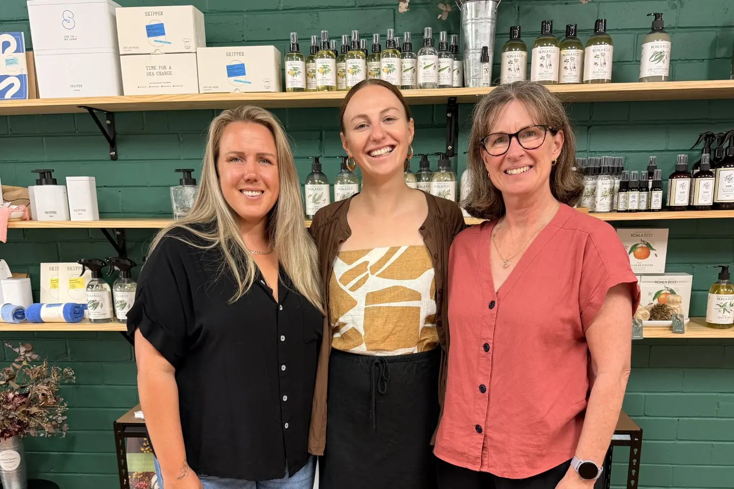 <p>Owner of Crafted by Nature and Cowra Business Chamber\\'s executive officer Claire Marshall. She is pictured with Grace Barron (Clinical Nutritionist from Nutritional Essence) and Andrea Carter (Women\\'s Health Coach and Physiotherapist from Facilitatephysio) during a workshop held in Claire\\'s store.</p>\\n