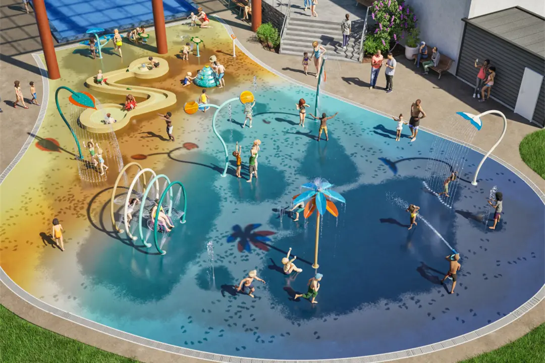 <p>Render image of Cowra Aquatic Centre proposed splashpad.</p>\\n