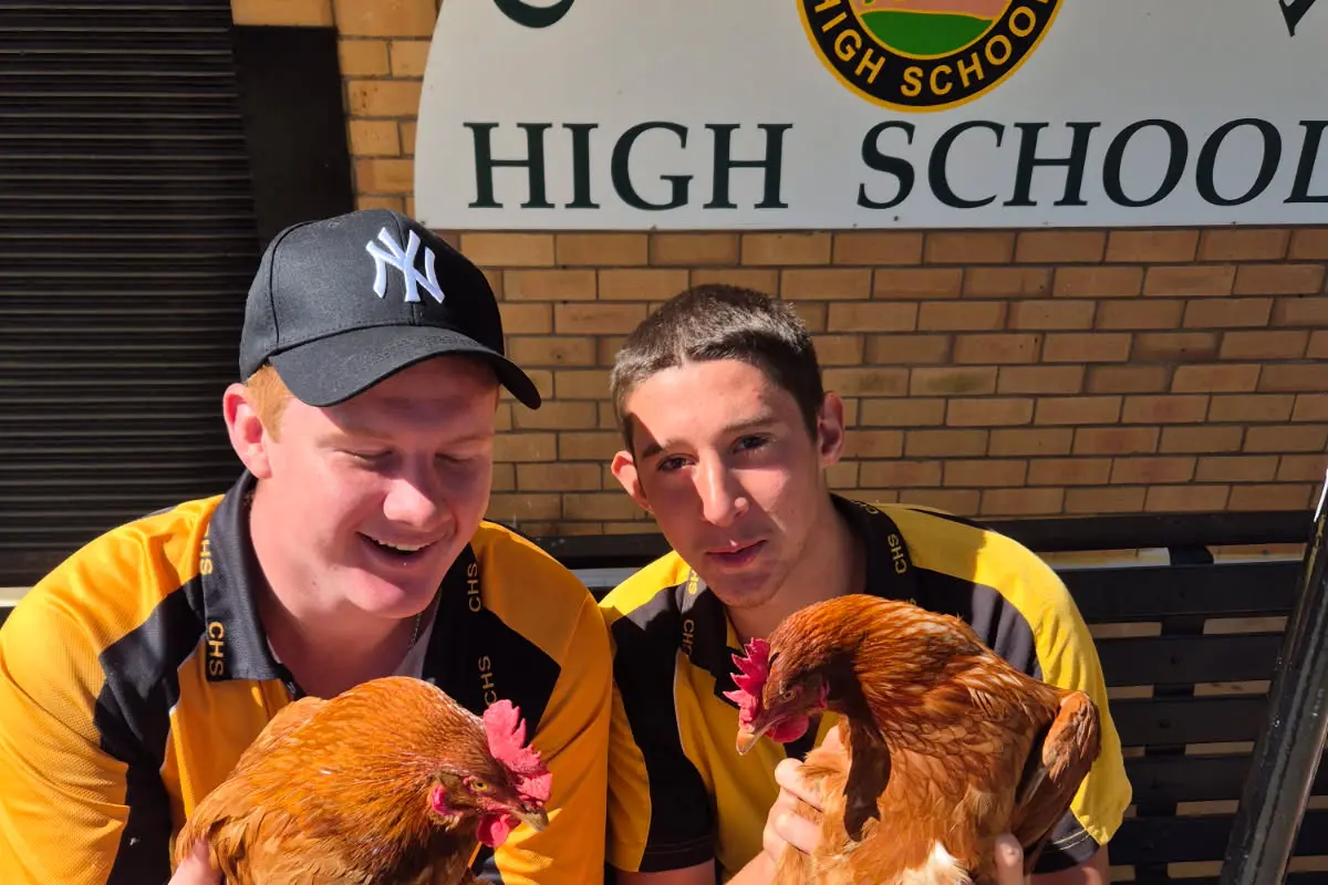 <p>Canowindra High School students that are involved with egg production. </p>\\n