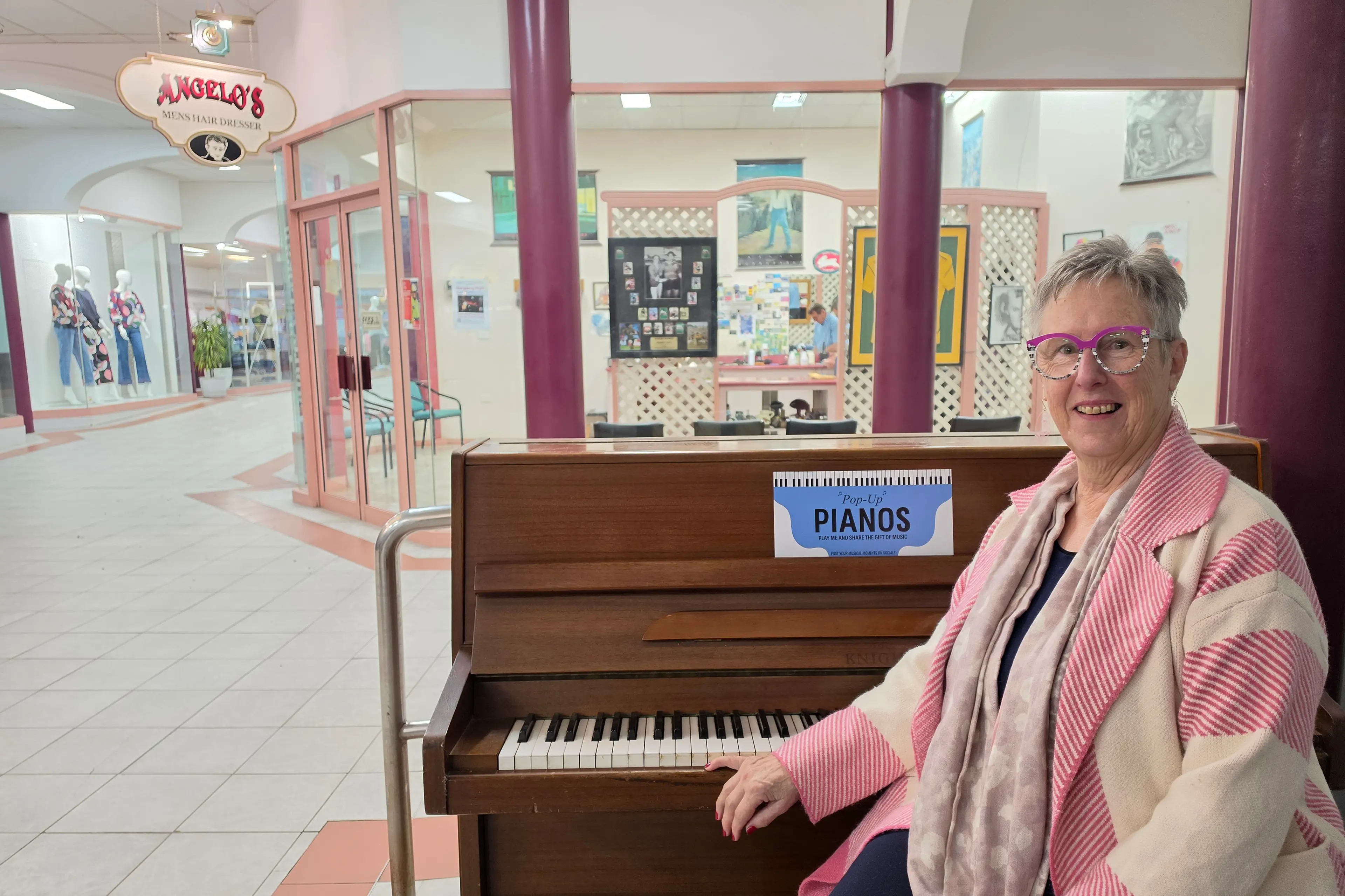 <p>Local musician, Mary-Ann Wright, with the Pop-Up Piano located in Logan Court Plaza. </p>\\n