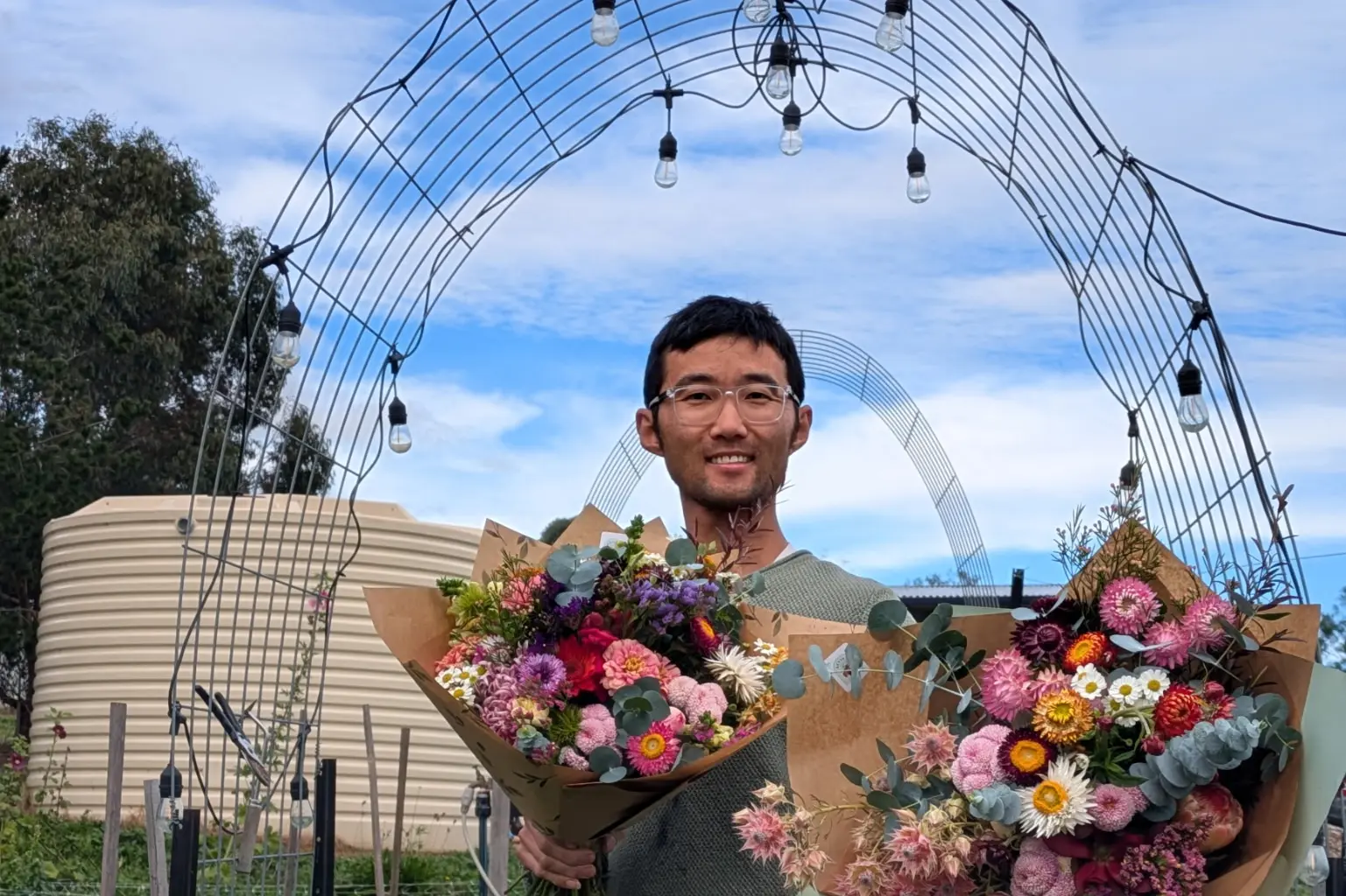 <p>Arvin arranges the flowers and local businesses provide a location to sell them. PHOTO: Supplied</p>\\n